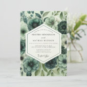 Invitation Mariage de Romance Opulente à Fleurs de Teal (Debout devant)