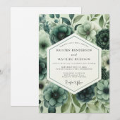 Invitation Mariage de Romance Opulente à Fleurs de Teal (Devant / Derrière)