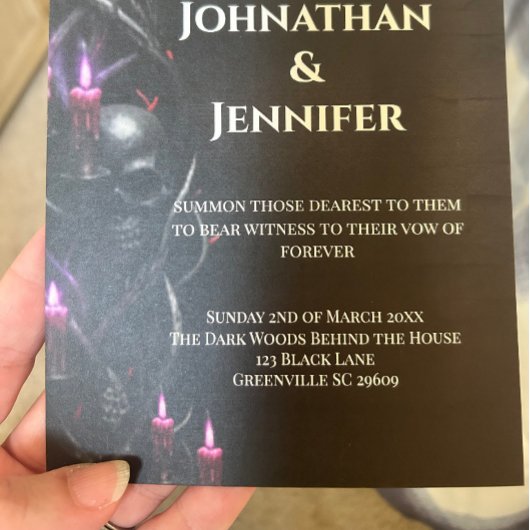 Invitation Mariage de romance sombre gothique de vampire de n