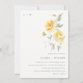 Invitation Mariage   de Rose à aquarelle jaune vert (Devant)
