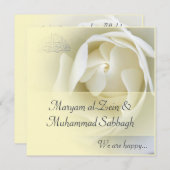 Invitation mariage de rose blanc jaune islamique / fiançaille (Devant / Derrière)
