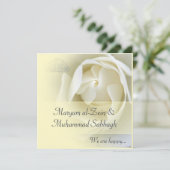 Invitation mariage de rose blanc jaune islamique / fiançaille (Debout devant)