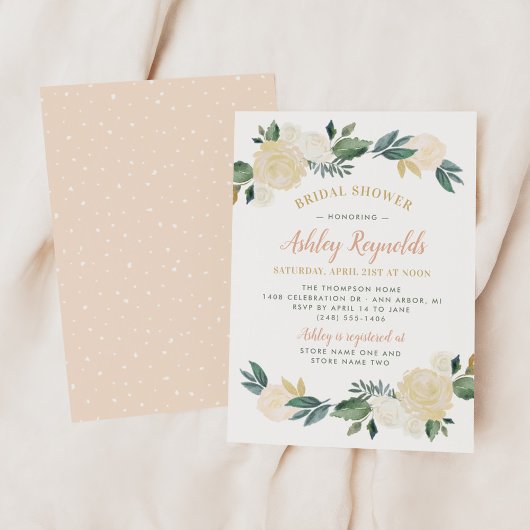 Invitation Mariage de rose blanche de pêche chaude douche de