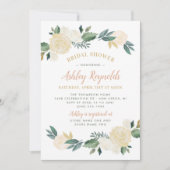 Invitation Mariage de rose blanche de pêche chaude douche de (Devant)