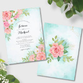 Invitation Mariage de Rose d'aquarelle couleur turquoise Ombr