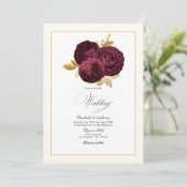 Invitation Mariage de Rose de Bourgogne et d'or (Debout devant)