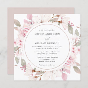 Invitation Mariage de Rose de  de courroie couleur flou Dusty
