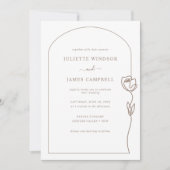 Invitation Mariage de Rose de dessin de ligne (Devant)