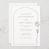 Invitation Mariage de Rose de dessin de ligne (Devant / Derrière)