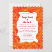 Invitation Mariage de Rose de Fleurs de code QR orange brûlée (Devant)