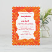 Invitation Mariage de Rose de Fleurs de code QR orange brûlée (Debout devant)