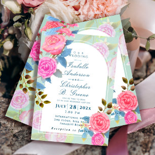 Invitation Mariage de Rose de jardin romantique