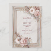 Invitation Mariage de Rose et de trame or (Devant / Derrière)