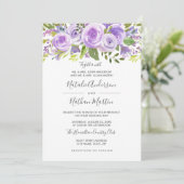 Invitation Mariage de Rose floral de lavande violette (Debout devant)
