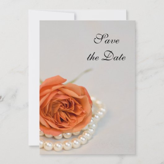 Invitation Mariage de Rose orange et perles blanches Enregist (Devant)