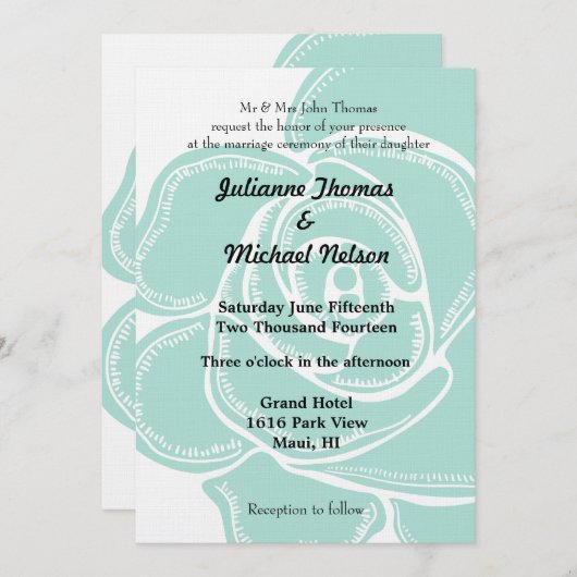 Invitation Mariage de Rose romantique chic (Devant / Derrière)