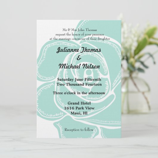 Invitation Mariage de Rose romantique chic (Debout devant)