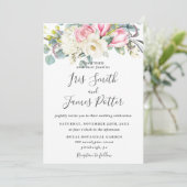 Invitation Mariage de Rose rose rose Magnolia Hydrangea (Debout devant)