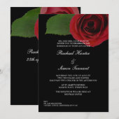Invitation Mariage de Rose rouge classique - Noir (Devant / Derrière)