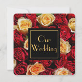 Invitation Mariage de Rose rouge et jaune (Devant)