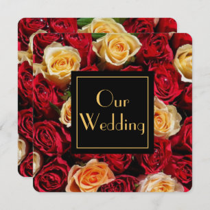Invitation Mariage de Rose rouge et jaune