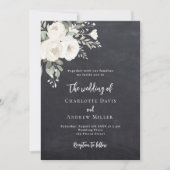 Invitation Mariage de roses blanches grises (Devant)