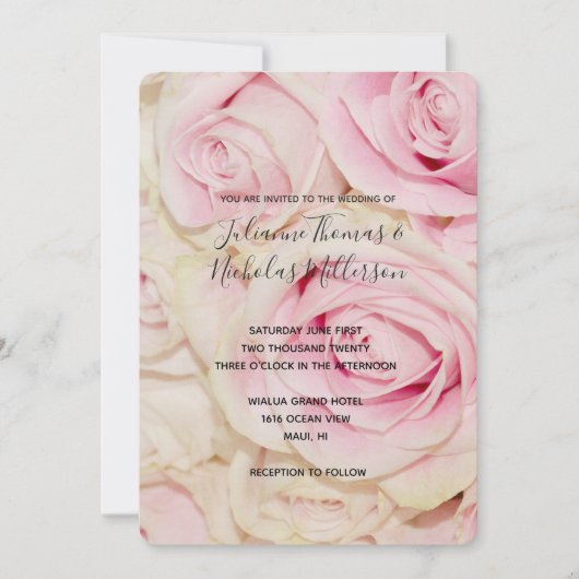 Invitation Mariage de roses blanches jolies roses (Devant)