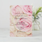 Invitation Mariage de roses blanches jolies roses (Debout devant)