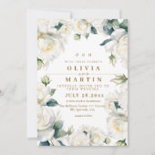 Invitation Mariage de Roses Blanches rustique et élégant (Devant)