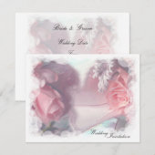 Invitation Mariage de roses douces (Devant / Derrière)