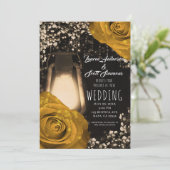Invitation Mariage de roses jaunes de moutarde de lanterne ru (Debout devant)