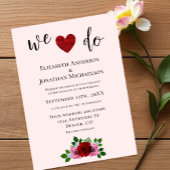 Invitation Mariage de roses rouges et roses