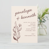 Invitation Mariage de rouille de la motte fleurie Boho modern (Debout devant)