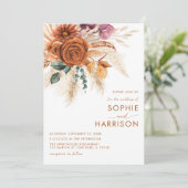 Invitation Mariage de rouille en laiton orange brûlé (Debout devant)