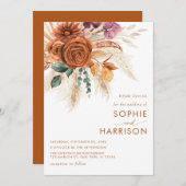 Invitation Mariage de rouille en laiton orange brûlé (Devant / Derrière)