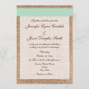 Invitation Mariage de ruban Burlap Sage imprimé par pays rust