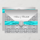Invitation Mariage de ruban en dentelle bleue turquoise 5x7 (Devant / Derrière)