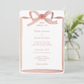 Invitation Mariage de ruban papier rose Coquette (Debout devant)