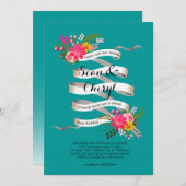 Invitation Mariage de ruban pour bannière de fleurs de folklo (Devant / Derrière)