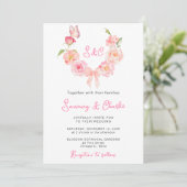Invitation Mariage de ruban rose rose pâle (Debout devant)