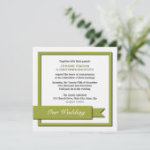 Invitation Mariage de ruban vert olive (Debout devant)