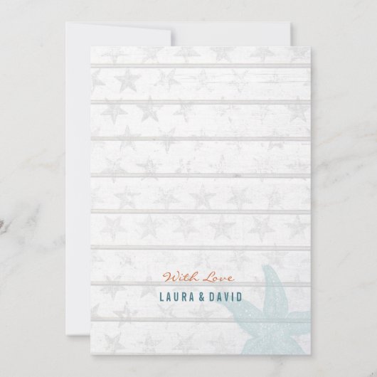 Invitation Mariage de sable de plage bleu rustique (Dos)