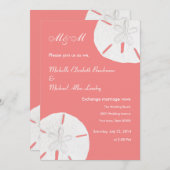 Invitation Mariage de sable Dollar Coral Mariage (Devant / Derrière)