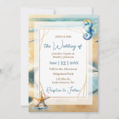 Invitation Mariage de sable fin Pastel Ocean Coastal (Devant)