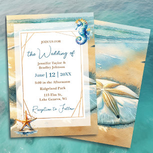 Invitation Mariage de sable fin Pastel Ocean Coastal