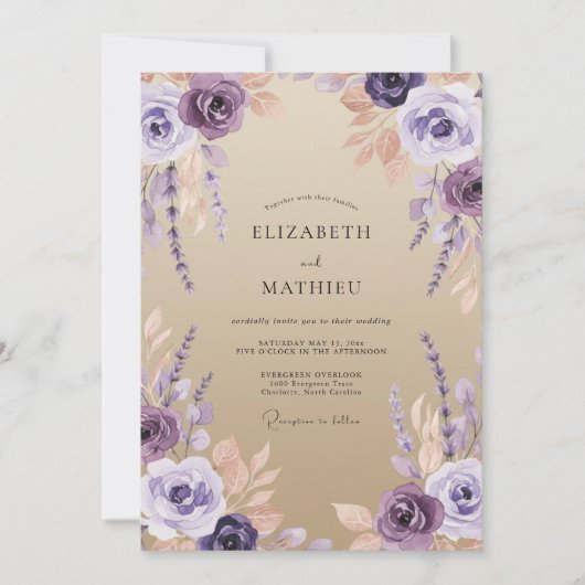 Invitation Mariage de Sable Gracieux Lavande (Devant)