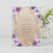 Invitation Mariage de Sable Gracieux Lavande (Debout devant)