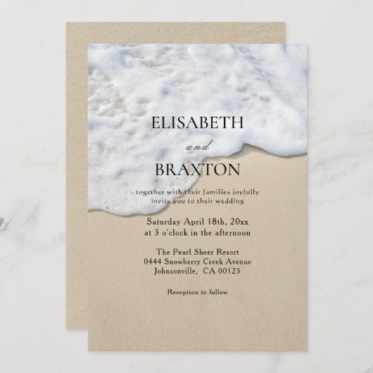 Invitation Mariage de sable marin (Devant / Derrière)