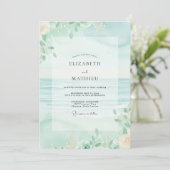 Invitation Mariage de Sage au feuillage de mousse marine (Debout devant)