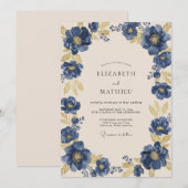 Invitation Mariage de sage avec feuillage de saphir (Devant / Derrière)